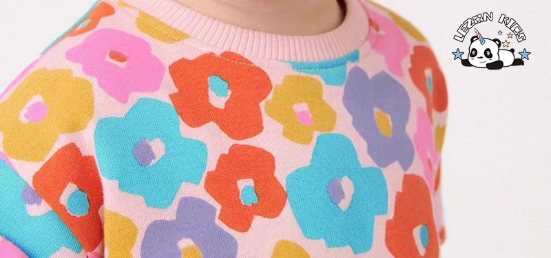 LEZONKIDS - Atacado de Novo Produto de vestido de crianças de cetim com design de flores de cores diferentes impressas
